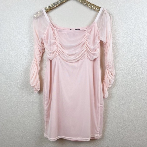NWT PRETTYLITTLETHING Blush Ruched Mini Dress - Picture 6 of 11